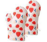 Heat Resistant Oven Mitts for Microwave Baking and Bbq Cooking | Oxford Cloth, Thickened Layer with Non Slip Grip, Attached Lanyard and Neat Stitching for Pots