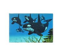 Heat-Resistant Placemats Set Of 6, Thick Polyester Dining Table Mats 45x30cm, Non-Slip Placemat For Dinner Parties & Home Decor, Killer Whales Swim Along Place Mat For Kitchen Party, Easy To Clean