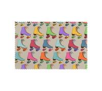 Heat-Resistant Placemats Set Of 6, Thick Polyester Dining Table Mats 45x30cm, Non-Slip Placemat For Dinner Parties & Home Decor, Colorful Roller Skates Place Mat For Kitchen Party, Easy To Clean