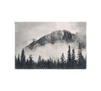 Heat-Resistant Placemats Set Of 6, Thick Polyester Dining Table Mats 45x30cm, Non-Slip Placemat For Dinner Parties & Home Decor, Canadian Mountain Cliff Place Mat For Kitchen Party, Easy To Clean