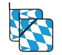 Heat Resistant Potholders Set â€“ Bavarian flag Full Print Pot Holders, Oven Mitts, BBQ & Baking, Square Design for Kitchen