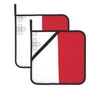 Heat Resistant Potholders Set â€“ Flag of Malta Full Print Pot Holders, Oven Mitts, BBQ & Baking, Square Design for Kitchen