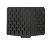 Heat Resistant Silicone Dish Drying Mat with Tilted Water Diversion for Countertop Protection, Non Slip Flexible Draining Pad for Kitchen Sink Utensils Plates(black)