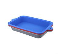 Heat Resistant Silicone Drip Trays 8.6x6in for Outdoor BBQ | Reusable design, 3 distinct colours included, blue red grey options, adds style to grill setup, long lasting use
