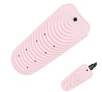 Heat Resistant Silicone Mat Pouch for Hair Straightener, Non-Slip Travel Pad Cover for Curling & Flat Iron, Portable Styling Heat Mat Holder for Curler Wand and Hot Waver (Pink)