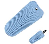 Heat Resistant Silicone Mat Pouch for Hair Straightener, Non-Slip Travel Pad Cover for Curling & Flat Iron, Portable Styling Heat Mat Holder for Curler Wand and Hot Waver (Blue)