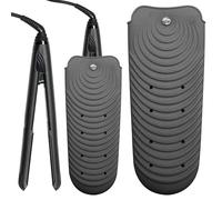 Heat Resistant Silicone Mat Pouch for Hair Straightener, Non-Slip Travel Pad Cover for Curling & Flat Iron, Portable Styling Heat Mat Holder for Curler Wand and Hot Waver (Dark Grey, L:10.4inch)