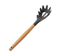 Heat Resistant Silicone Pasta Forks Spaghetti Spoon Comfortable Wooden Handle Noodle Spoon Kitchen Utensil Multifunction Easy to Clean