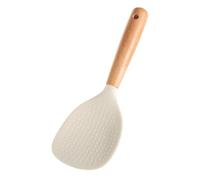 Heat-Resistant Silicone Rice Spoon with Ergonomic Wood Handle - Non-Stick, Easy Clean Serving Paddle for Rice Cooker, Perfect Rices Scooper & Potato Server, Durable Kitchen Essential