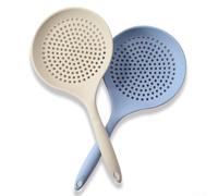 Heat Resistant Silicone Skimmer Spoon for Straining and For Cooking, Large 6 7 Inch Skimmer Head for Quick Blanching and Draining (2 pcs)