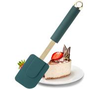 Heat Resistant Silicone Spatula Turner - 27cm Non Scratch Silicone Utensil Kitchen Tool, Sturdy Stainless Steel Core, Secure Handle, Good for Non Stick Cookware. 5yr Guarantee, Green and Gold