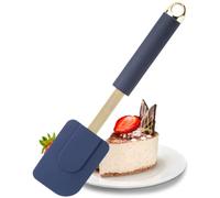 Heat Resistant Silicone Spatula Turner - 27cm Non Scratch Silicone Utensil Kitchen Tool, Sturdy Stainless Steel Core, Secure Handle, Good for Non Stick Cookware. 5yr Guarantee, Blue and Gold