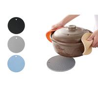 Heat-Resistant Silicone Trivets:Black/Large/Four