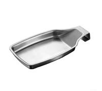 Heat Resistant Spoon Rest Stainless Steel 10cm Wide | 20.5cm x 10cm size, non-scratch base, protects surfaces, silver finish, for ideal for heavy pots