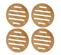 Heat Resistant Trivet, Set of 4, Bamboo Non-Slip Washable Coasters, Non-Slip Round/Square, Saucer, for Kitchen, Bowl, Pot, Pan, Jug, Diameter 15 cm