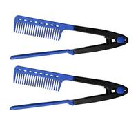 Heat-resistant V Hair Styling Comb, 2 Pieces V Shaped Hair Straightening Comb For Flat Iron, Hairdressing Grooming Combs, Professional Brush Supplies For Home Travel Dating Holiday Road Trip