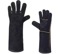 Heat Resistant Welding Gloves,Leather BBQ Welding Gauntlets,Heat Proof Fire Gloves for Log Burner Fireplace, Stove, Oven, Grill, BBQ, Mig, Pot Holder, Animal Handling.