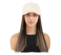 Heat Resistant Wig Hat for Women with White Hat Straight Style Wig Shopping Daily Wig Teen Girls Dark Brown Highlight