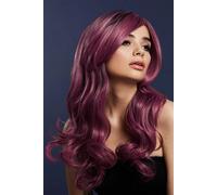 Smiffys Fever Khloe Wig, True Blend, Mauve Long Wave, Centre Parting, 56cm/22in, Fever Wigs Fancy Dress, Fever Dress Up Wigs