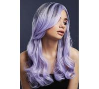 Smiffys Fever Nicole Wig, True Blend, Silver Lilac Soft Wave, Side Parting, 66cm/26in, Fever Wigs Fancy Dress, Halloween Fancy Dress Accessories Dress Up Wigs