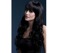 Fever Women's Long Black Wig With Soft Curls And Bangs, 26inch, One Size, - - wig fever isabelle black fancy dress 26inch66cm smiffys