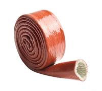 Heat Shield Sleeve Silicone Fibreglass Fire Resistant High Temperature Cable Protection Hose Cover Wire Insulation Red 260°C 1.5m(25MM)