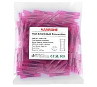 Heat Shrink Butt Connectors, 100Pcs 22-16 AWG Red Insulated Waterproof Electrical Wire Connectors Automotive Marine Grade Wire Crimp Terminals Butt Splices, Ideal for Boat, Truck, Stereo - Red