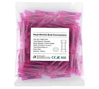 Heat Shrink Butt Connectors, 200Pcs 22-16 AWG Red Insulated Waterproof Electrical Wire Connectors Automotive Marine Grade Wire Crimp Terminals Butt Splices, Ideal for Boat, Truck, Stereo