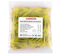 Heat Shrink Butt Connectors, 50Pcs 12-10 AWG Yellow Insulated Waterproof Electrical Wire Connectors Automotive Marine Grade Wire Crimp Terminals Butt Splices, Ideal for Boat, Truck, Stereo - Yellow