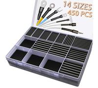Heat Shrink Tubing Kit,14 Sizes Black Heat Shrink Tube, Shrink Ratio 2:1 Electrical Shrink Tubing Wire Large Wrap Industrial Shrink Tubes Assortment for Wires Repairs, Soldering, Automotive Wiring