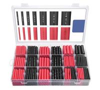 Heat Shrink Tubing Kit, 400 PCS Dual Wall Adhesive Lined Marine Shrink Tubing 3:1 Shrink Ratio Larger Diameter, Black and Red, for Electrical Insulation and Waterproofing,Wire Cable Repair Sleeve