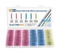 Heat Shrink Wire Connector Butt Terminals Kit, 200PCS Crimp Connectors Waterproof Insulated Electrical Terminals Marine Automotive Cable Electrapick (3 Colors / 3 Sizes)