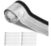 Heat Shroud Sleeve Aluminized Sleeving Express Aluminized Hose and Silver Hose Wire Protection Barrier Hook and Loop Closure 20mm I.D. x 2M with 20 Stainless Steel Ties