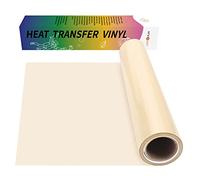 Heat Transfer Vinyl HTV Vinyl Rolls - 12" x 15ft Iron on Vinyl for Cricut & Silhouette Cameo, HTV Vinyl for Shirts - Easy to Cut & Weed for Heat Vinyl Design (Cream, 12" x 15FT Classic)