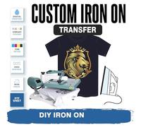 Heat Transfers Ready to Press - 1 Inch - Custom Iron on Heat Press Transfer - Personalised Iron on T-Shirt Garments - Iron-on Vinyl Logo Patch DTF Print