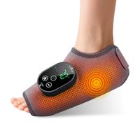 Heated Ankle Brace, Cordless Foot Massager with 6 Heat Settings, 3 Vibration Settings, 3 Timer Options, Rechargeable Pad for Foot Calf, Ankle Support for Left and Right Foot, Gray