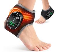 Heated Ankle Massager, Cordless Foot Ankle Massager for Pain Relief, Cordless Heating Pad with Vibration, Massage Foot Heating Pad,3 Vibration Modes, 4 Heat Levels, Adjustable Timer (1pc Black)