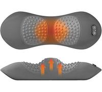 Heated Back Massager Pillow with Vibration and Stretch Relief for Lower Back Pain - 3-in-1 Deep Tissue Kneading for Home, Office and Car Use - Corded Electric Massage Cushion (LightGrey)