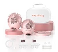Heated Base Hands Free Breast Pump, Wearable Breastfeeding Pump of Baby Heated Dustproof Base, Automatic Voice Prompts, LED Display with 4 Modes &12 Levels, Memory Function-24 mm, 2 Pack Pink