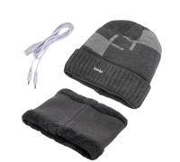 Heated Beanie Hat | Heated Electric Warm Hat | USB Heated Knitted Heating Hats Set, USB Heated Warmer Scarf for Skiing, Cold Weather, Fishing, Skating Grey
