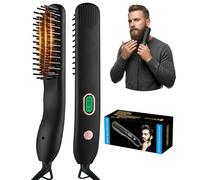 Heated Beard Straightener for Men Travel & Home, 6 Heating Level Up to 230°, HD LCD Display Ergonomic Grip Design Silicone-Like Texture, 6.6FT Corded Beard Comb, for Men Grooming