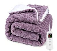 Heated Blanket, Electric heated throw 180x130CM Purple, Electric Blanket | 10 Levels &1-9H Timer Auto-Off, Machine Washable, Soft Flannel Sherpa, Sofa Bed Use, Warm Blanket with Tortoise Shell Texture