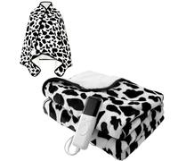 Heated Blanket Electric Throw, Portable Heated Wearable Shawl for Gifts, Super Cozy Soft Wearable Blanket with 6 Heating Levels & Timing Function, Auto Shut Off, Machine Wash (Cow Print)