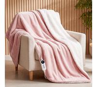 Heated Blanket Electric Throw Super King, 9 Levels & 2-10H Timer Auto-Off | Machine Washable, Soft Flannel Sherpa, Warm Heating Blanket for Sofa Bed Office, 180x200CM, Rose