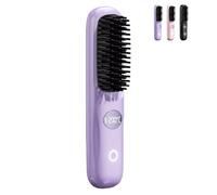 Heated Brush for Short Hair, 3 Heat Settings & LED Screen&USB Rechargeable, Lightweight Portable, for Hairs Styling Travel, Home (Purple)