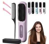 Heated Brush Pro UK with Case,Brush Pro-Cordless Hair Straightener Brush,Portable Rechargeable Heated Styling Brushes for Travel &Daily,Hair-Friendly Design for Hairs Styling (Purple)