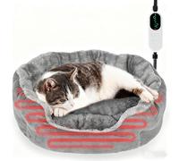 Heated Cat Bed for Indoor Cats, Adjustable Temperature Heated Cat Bed with Timer, Self-Warming Cat Bed, Donut with Heating Pad, Washable Electric Heating