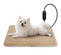 Heated Cat Bed, Waterproof Heated Cat Dog Bed with Adjustable Temperature & Timer, Electric Pet Mat for Indoor Cats Dogs, Chew Resistant Steel Cord（Small: 18"x16" Brown）