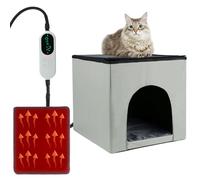 Heated Cat House for Cats, Foldable Waterproof Timing Heated Cat Houses for Indoor Outdoor Cats with Heated Mat, Outside Heated Cat Bed Kitty Shelter（Modern-Upgrade）