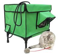 Heated Cat House for Outdoor Cats, Waterproof & Weatherproof Shelter with Awning & Elevated Base for Feral Cats